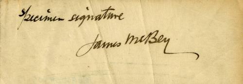 Specimen Signature (Legal Documents Belonging to James McBey)