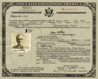 United States of America Certificate of Naturalization No.5560115 (Legal Documents Belonging to James McBey)