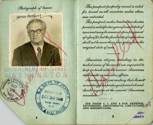 American Passport No. 44498 (Legal Documents Belonging to James McBey)