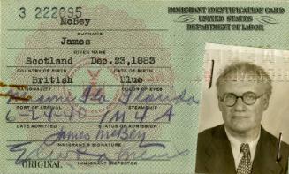 United States Immigration Identification Card (Legal Documents Belonging to James McBey)
