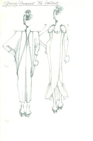 Drawing of Dress and Jacket for Spring/Summer 1984 Couture Collection