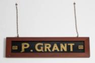 Window Sign for P. Grant