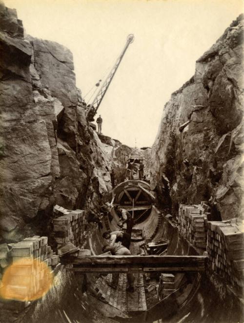 Construction of Girdleness Outfall Scheme, Lining the Sewer Tunnel with Bricks