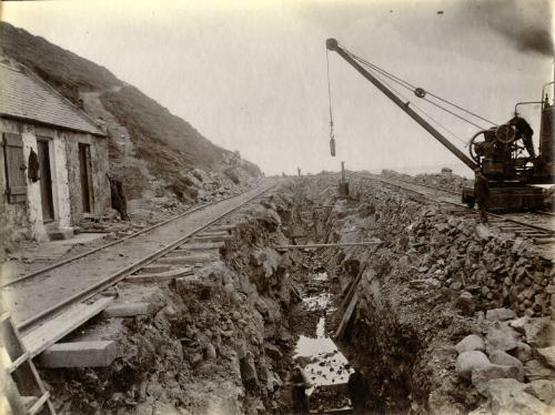 Construction of Girdleness Outfall Scheme, Trench Cut through Rock