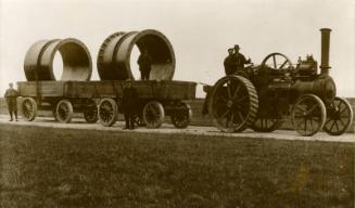 Construction of Girdleness Outfall Scheme, Delivery of Pipe Sections by Steam Engine