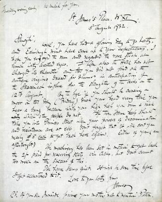 Correspondence from James McBey to Marguerite McBey