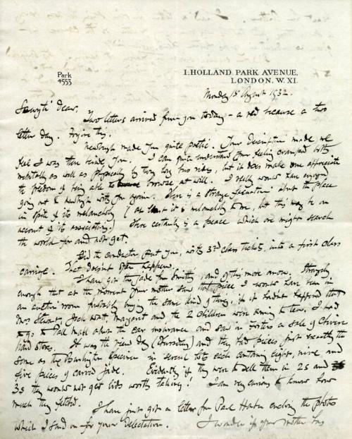 Correspondence from James McBey to Marguerite McBey