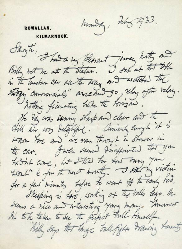 Correspondence from James McBey to Marguerite McBey