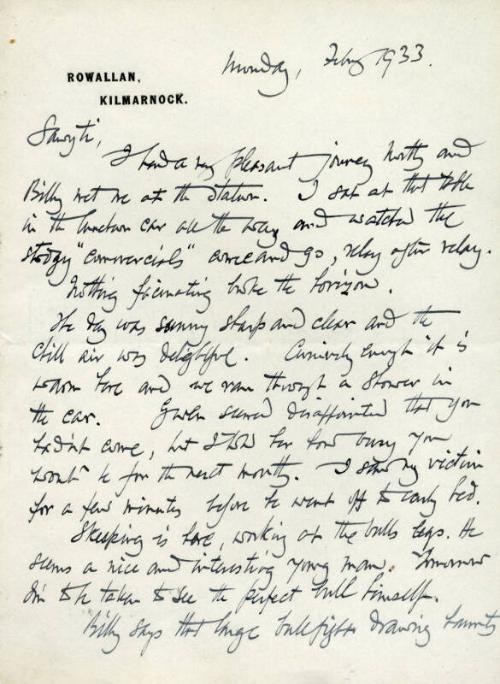 Correspondence from James McBey to Marguerite McBey