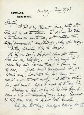 Correspondence from James McBey to Marguerite McBey