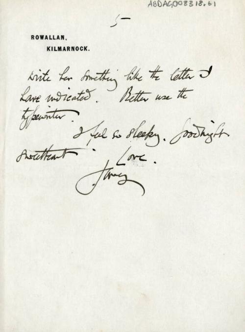 Fragment of Correspondence from James McBey to Marguerite McBey