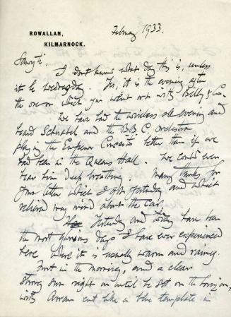 Correspondence from James McBey to Marguerite McBey