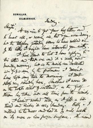 Correspondence from James McBey to Marguerite McBey
