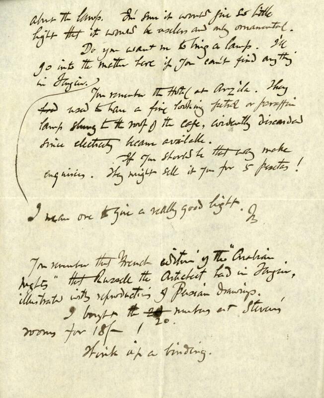 Fragment of Correspondence from James McBey to Marguerite McBey