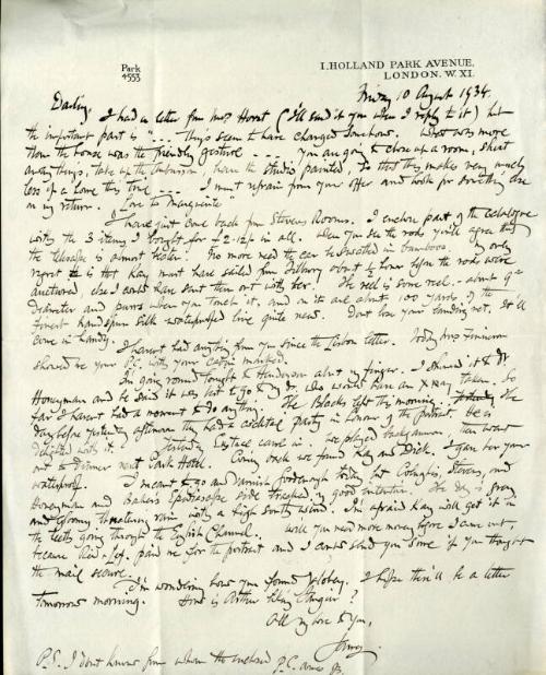 Correspondence from James McBey to Marguerite McBey