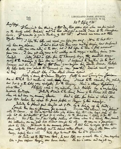 Correspondence from James McBey to Marguerite McBey