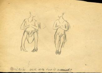 Pencil Drawing of Two Women, Depicting Social Conventions, by James McBey