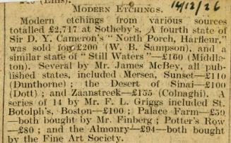 Modern Etchings (Press Cuttings Related to James McBey)