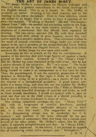 The Art of James McBey (Press Cuttings Related to James McBey)