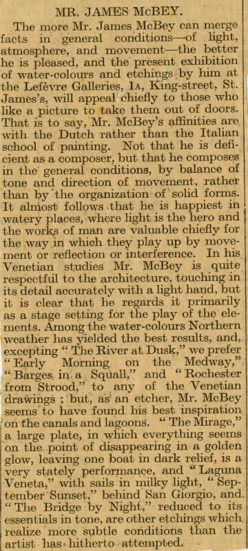Mr James McBey (Press Cuttings Related to James McBey)