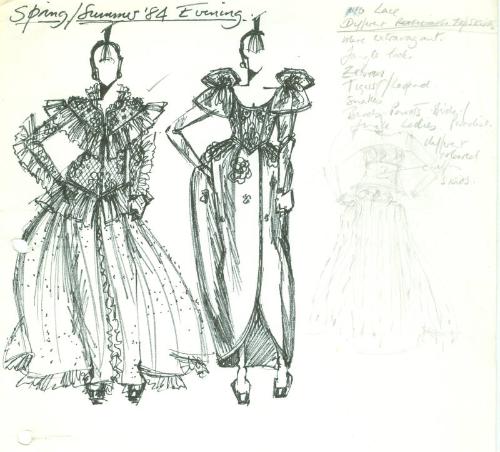 Drawing of Dresses for the Spring/Summer 1984 Evening Collection