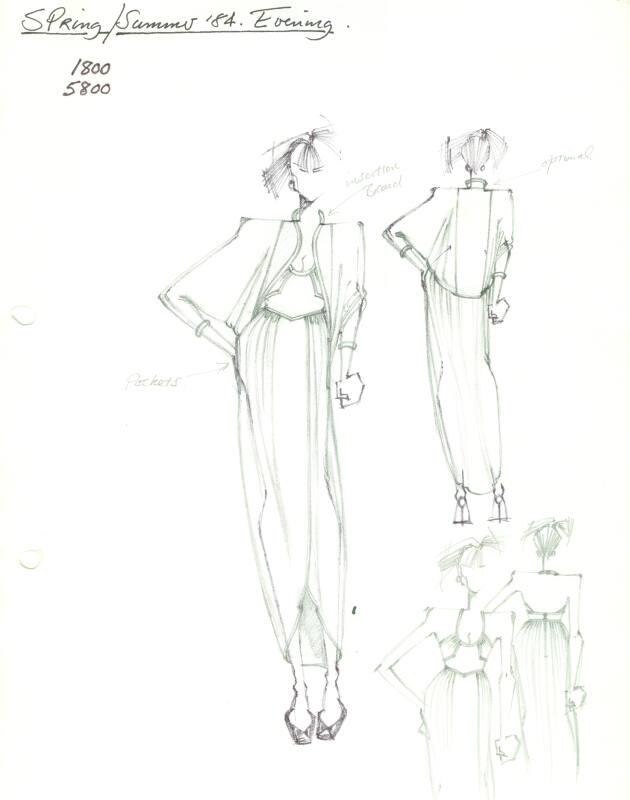 Drawing of Dress and Jacket for Spring/Summer 1984 Evening Collection