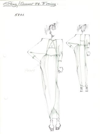 Drawing of Dress for Spring/Summer 1984 Evening Collection