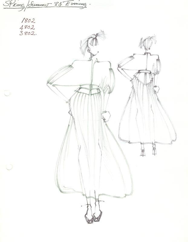 Drawing of Top, Skirt and Belt for Spring/Summer 1984 Evening Collection