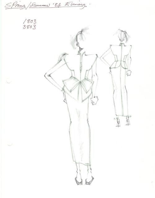 Drawing of Top and Skirt for Spring/Summer 1984 Evening Collection