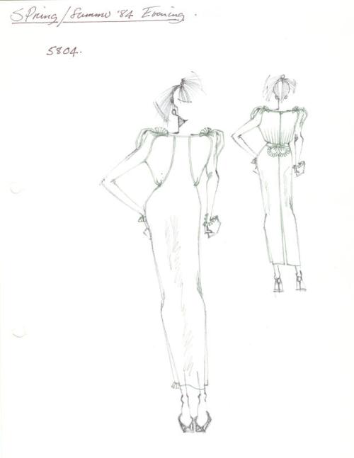 Drawing of Dress for Spring/Summer 1984 Evening Collection