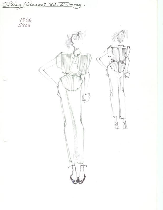 Drawing of Top and Skirt for Spring/Summer 1984 Evening Collection