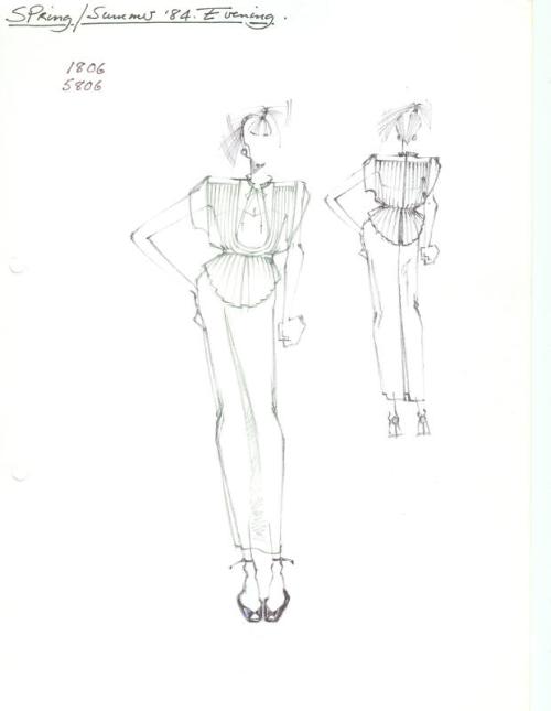 Drawing of Top and Skirt for Spring/Summer 1984 Evening Collection