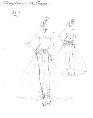 Drawing of Dress and Skirt for Spring/Summer 1984 Evening Collection