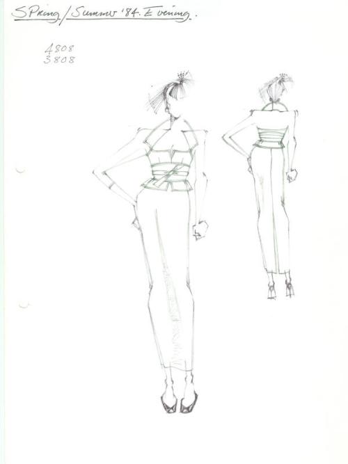 Drawing of Top and Skirt for Spring/Summer 1984 Evening Collection