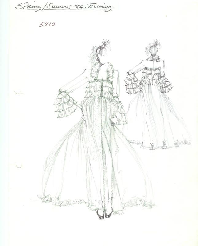 Drawing of Dress for Spring/Summer 1984 Evening Collection