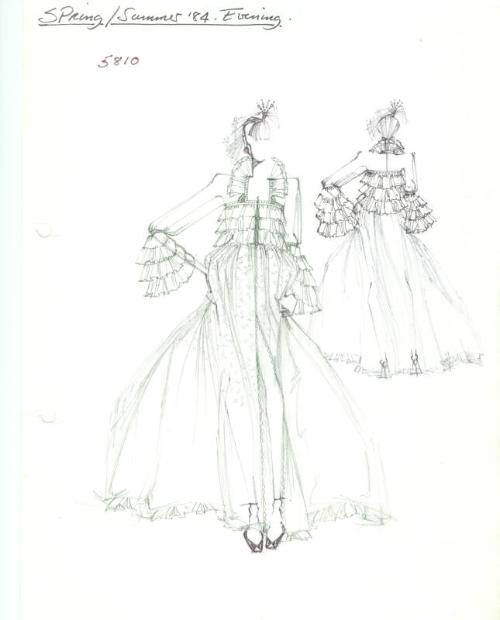 Drawing of Dress for Spring/Summer 1984 Evening Collection