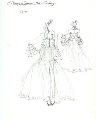 Drawing of Dress for Spring/Summer 1984 Evening Collection