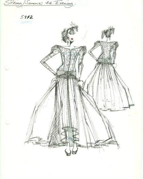 Drawing of Dress for Spring/Summer 1984 Evening Collection