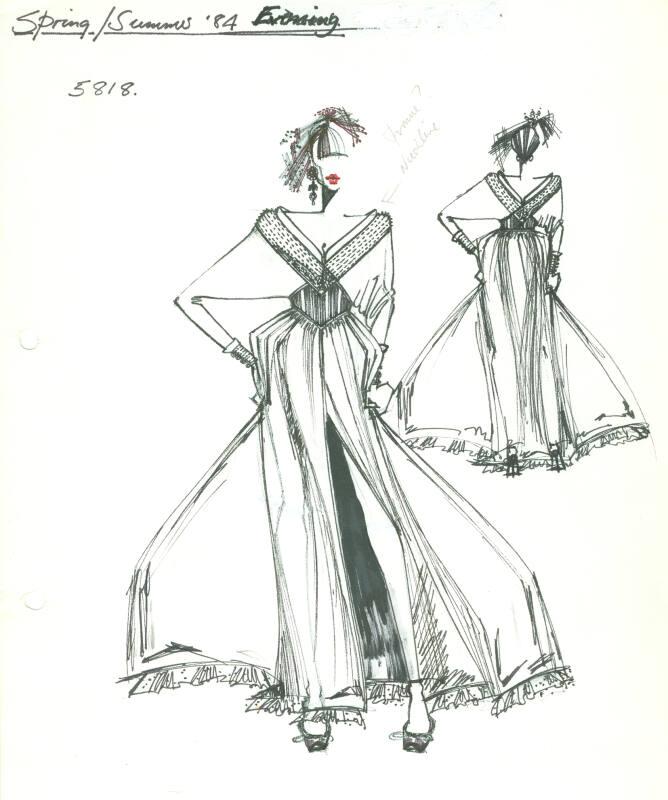 Drawing of Dress for Spring/Summer 1984 Evening Collection