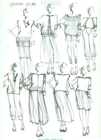 Multidrawing of Tops, Skirts and Trouser for the Spring/Summer 1984 Sportswear Collection