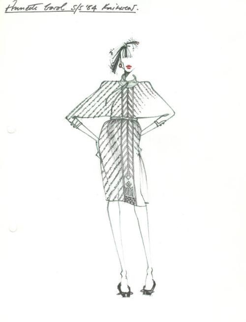 Drawing of Dress for Spring/Summer 1984 Knitwear Collection for Annette Carol