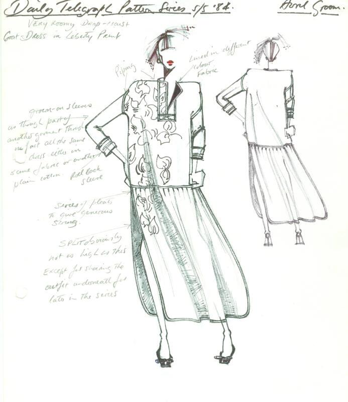 Drawing of Dress for the Spring/Summer 1984 Collection for Daily Telegraph Pattern Series and A…