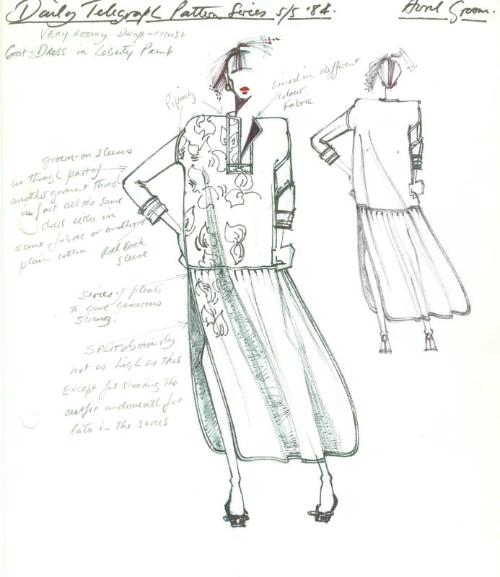 Drawing of Dress for the Spring/Summer 1984 Collection for Daily Telegraph Pattern Series and A…