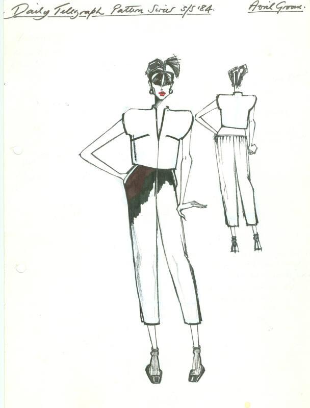 Drawing of Top and Trousers for the Spring/Summer 1984 Collection for Daily Telegraph Pattern S…