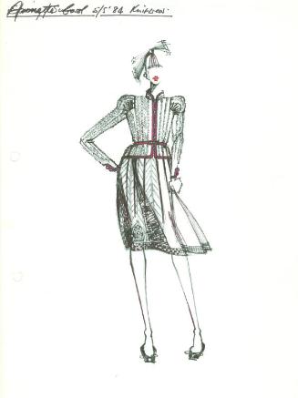 Drawing of Jacket and Skirt for Spring/Summer 1984 Knitwear Collection for Annette Carol