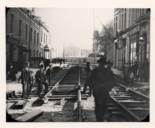 Laying Tram Lines on Crown Street, Aberdeen