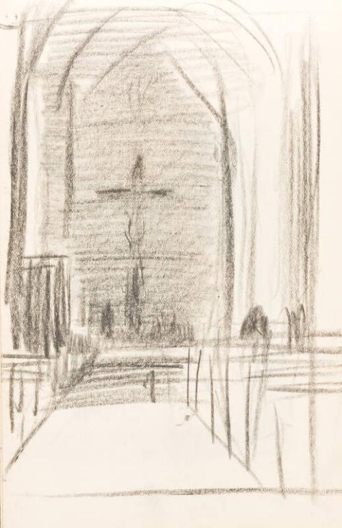 Church Nave Looking Towards the High Altar (Sketchbook France)
