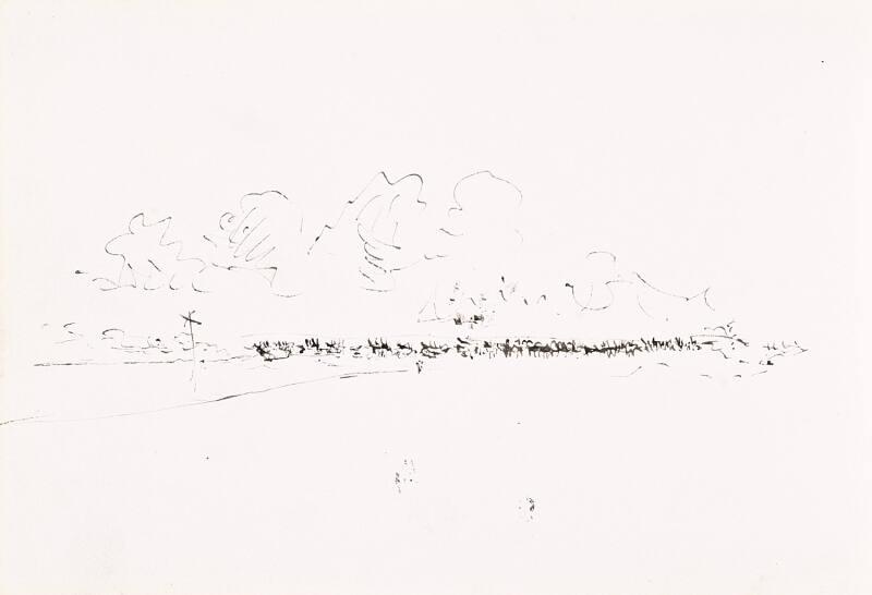 Landscape with clouds and telegraph pole - leaf from Sketchbook - War