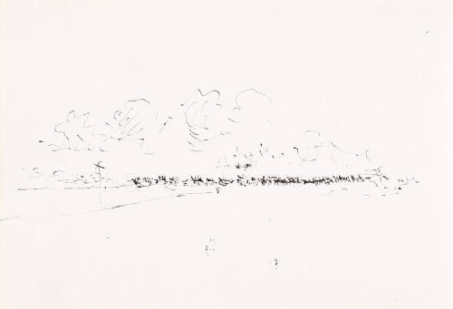 Landscape with clouds and telegraph pole - leaf from Sketchbook - War