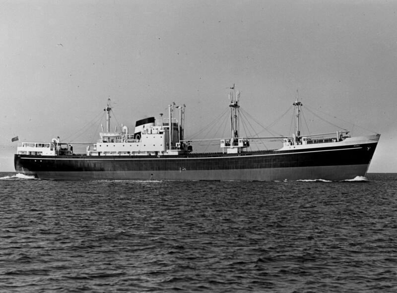 Black and white showing  Motor Molasses Carrier 'Rona', Hall Russell in 1957